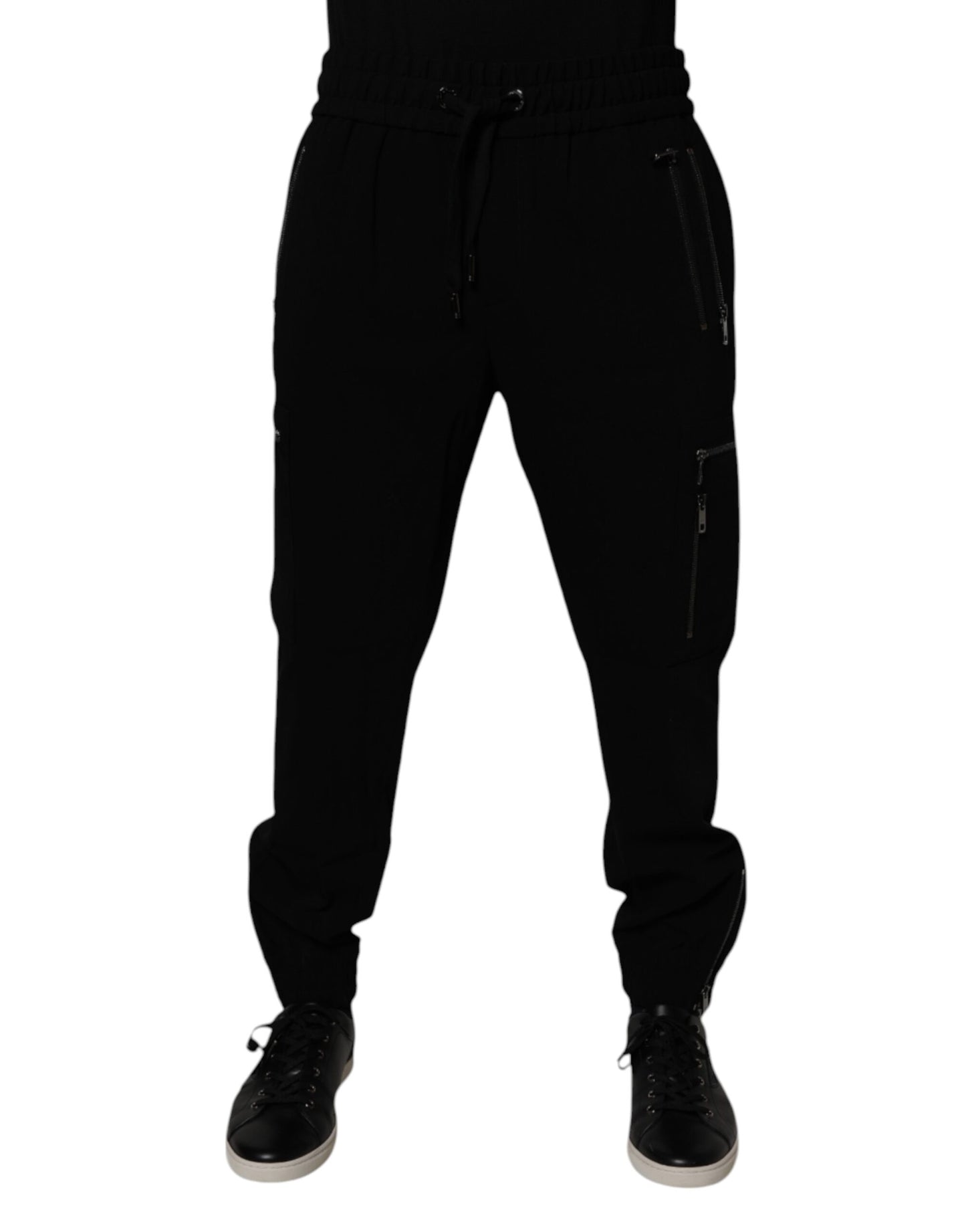 Pantalon de jogging en laine stretch noire Dolce & Gabbana