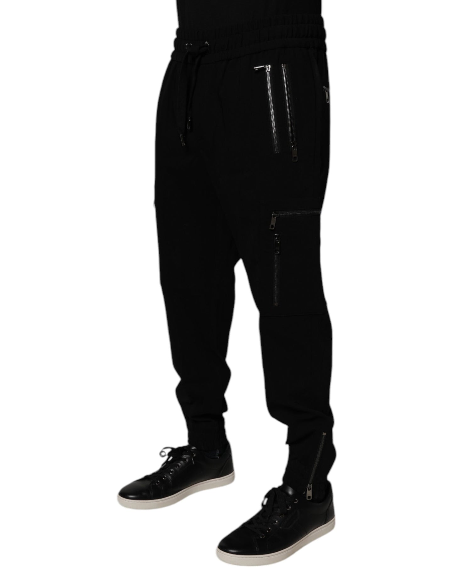 Pantalon de jogging en laine stretch noire Dolce & Gabbana