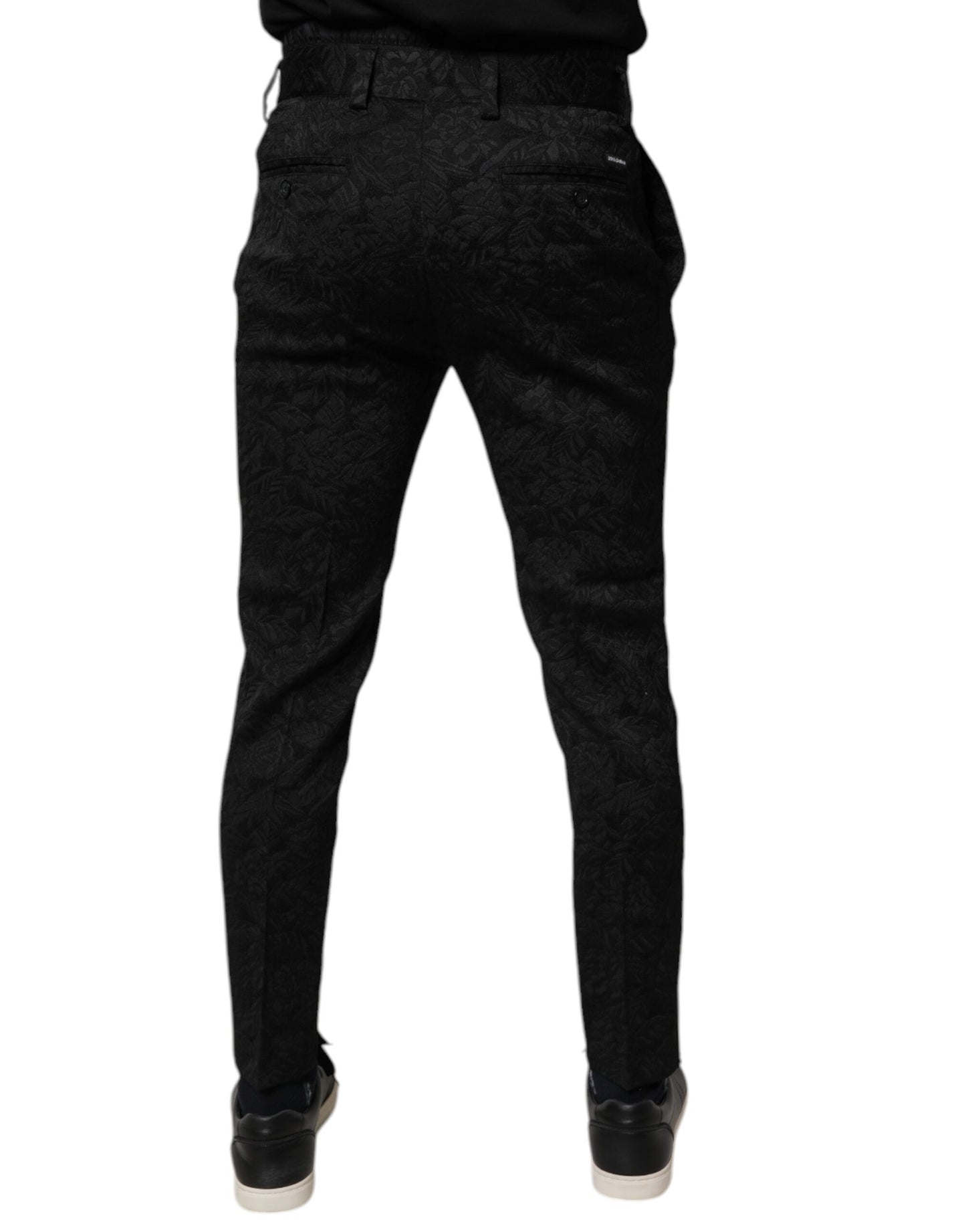 Pantalon skinny en polyester brocart noir Dolce & Gabbana