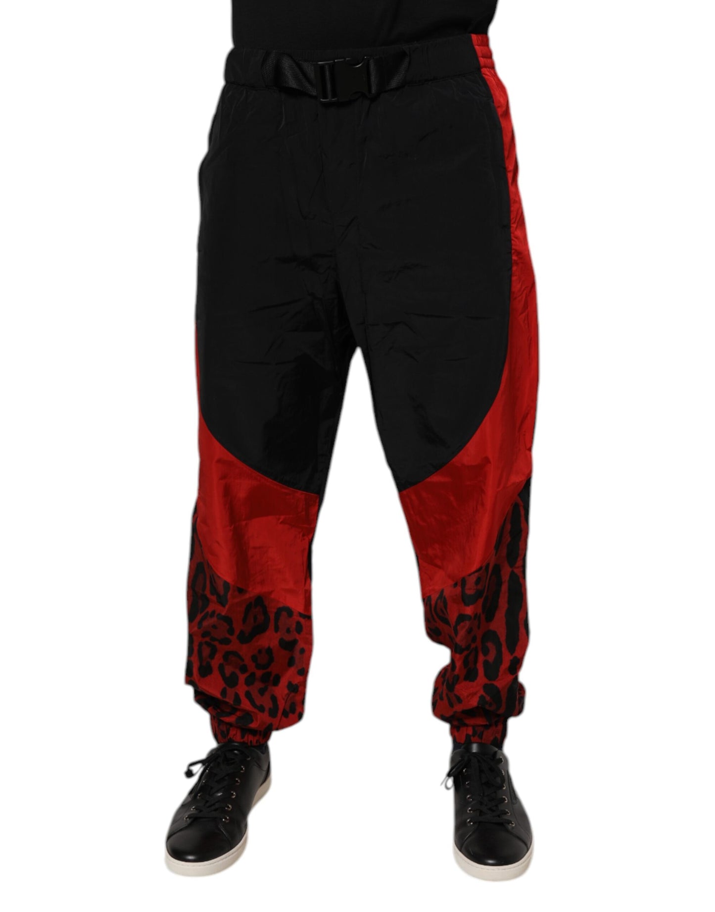 Pantalon de jogging Dolce & Gabbana noir et rouge à imprimé léopard