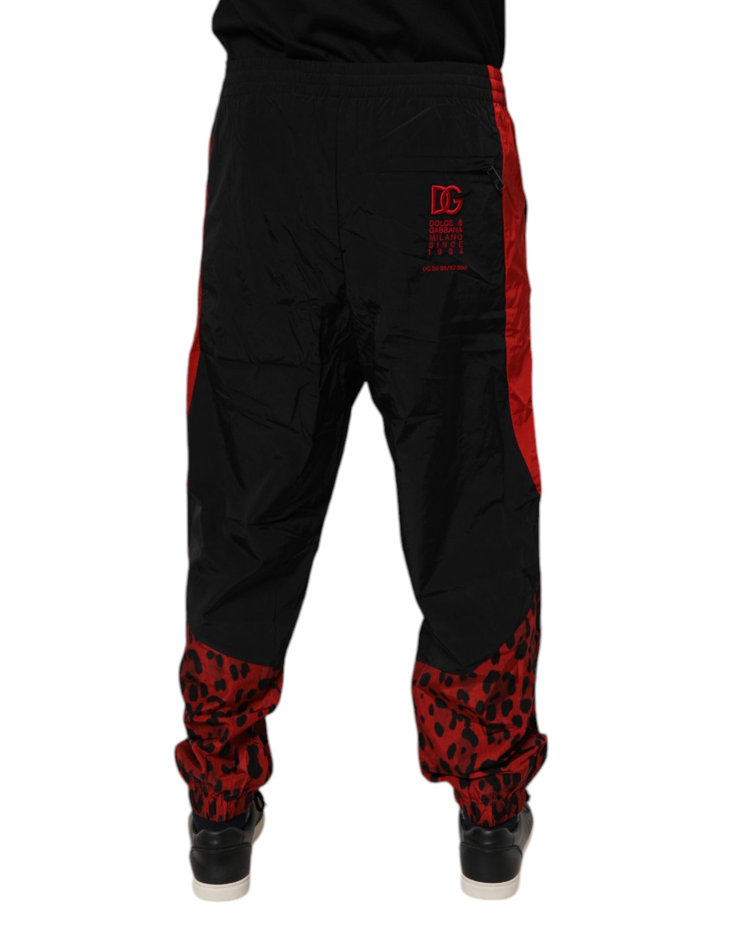 Pantalon de jogging Dolce & Gabbana noir et rouge à imprimé léopard