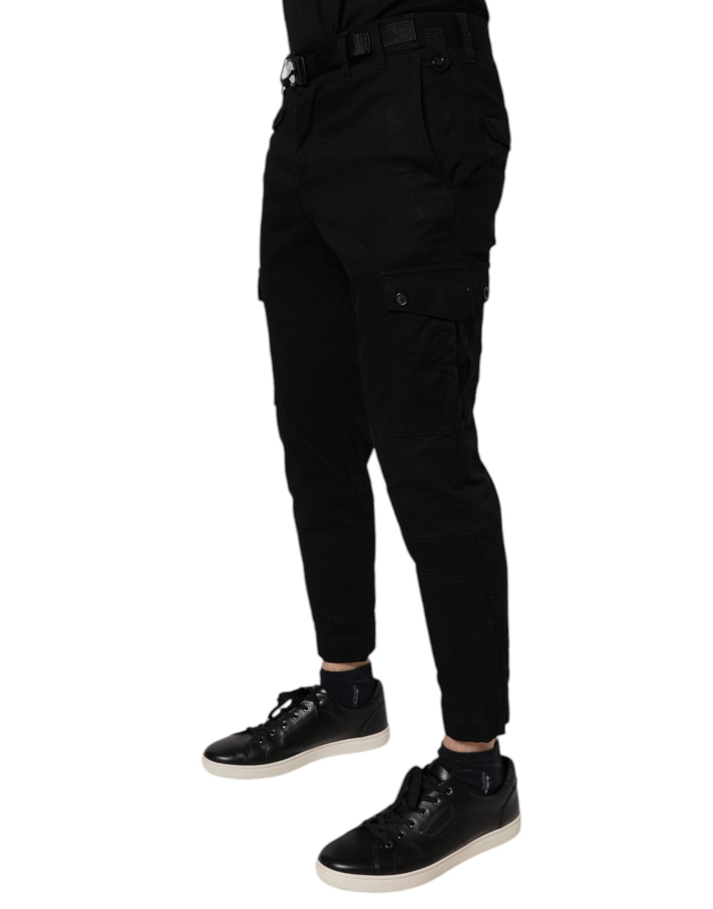 Jean skinny cargo en coton stretch noir Dolce & Gabbana