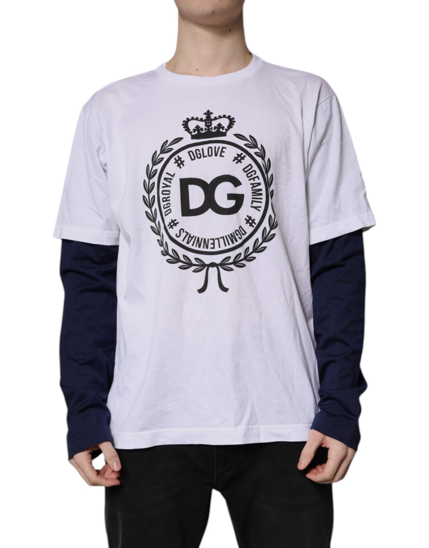 T-shirt ras du cou en coton blanc à imprimé graphique Dolce & Gabbana