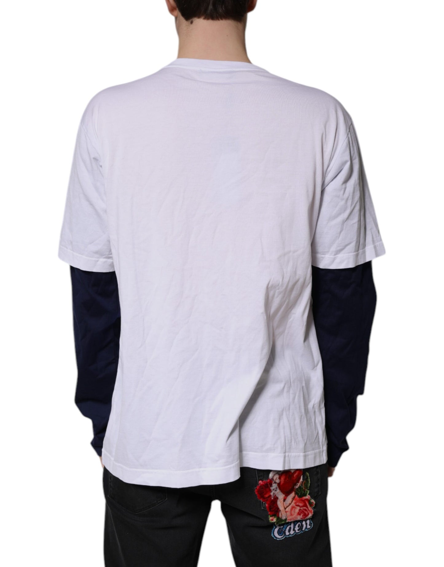 T-shirt ras du cou en coton blanc à imprimé graphique Dolce & Gabbana