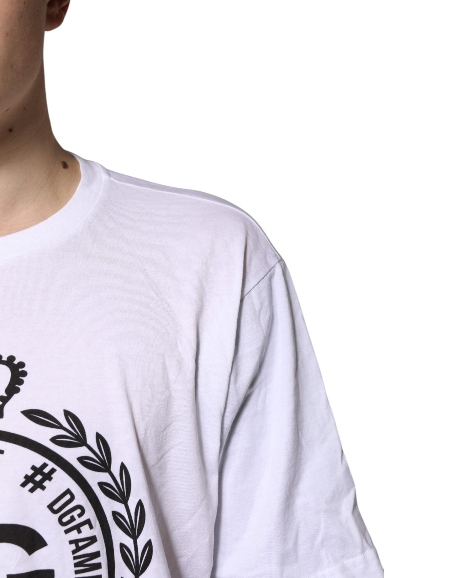 T-shirt ras du cou en coton blanc à imprimé graphique Dolce & Gabbana