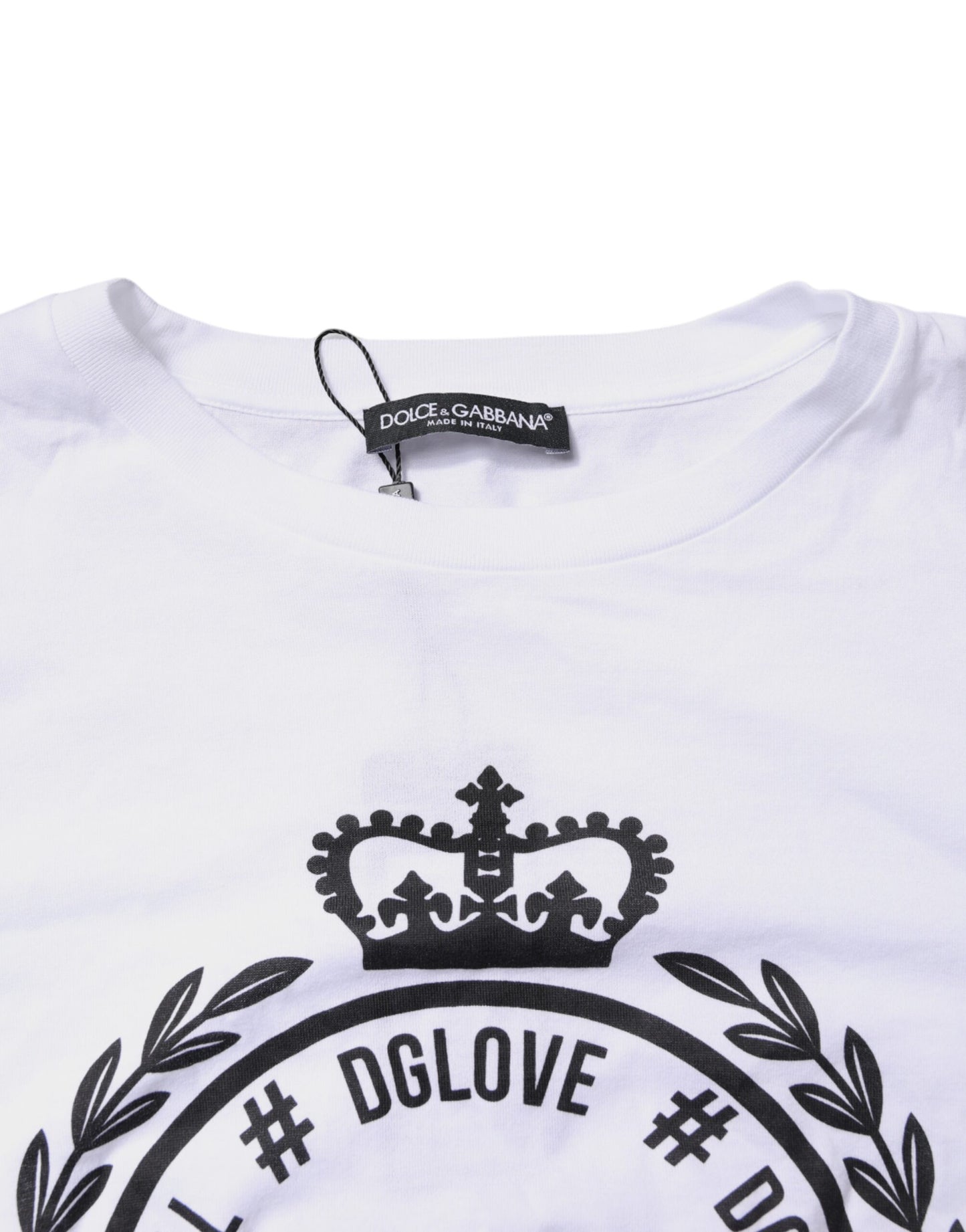 T-shirt ras du cou en coton blanc à imprimé graphique Dolce & Gabbana