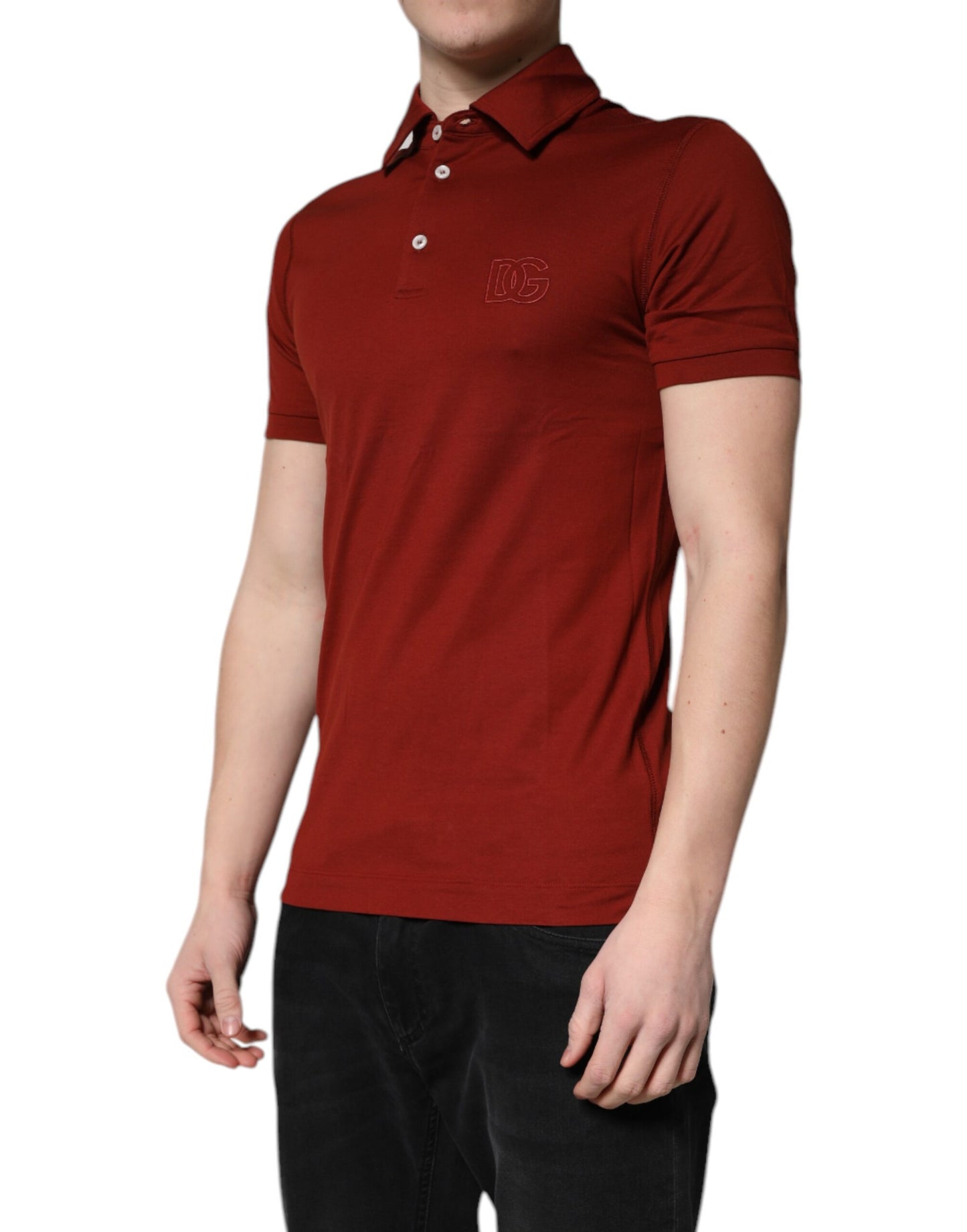 Polo Dolce & Gabbana en coton rouge avec logo DG et col pour homme