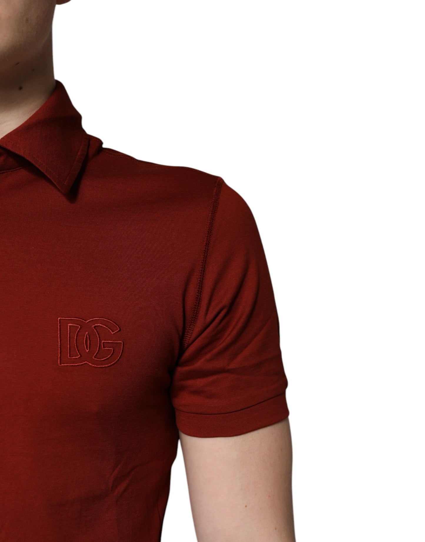 Polo Dolce & Gabbana en coton rouge avec logo DG et col pour homme