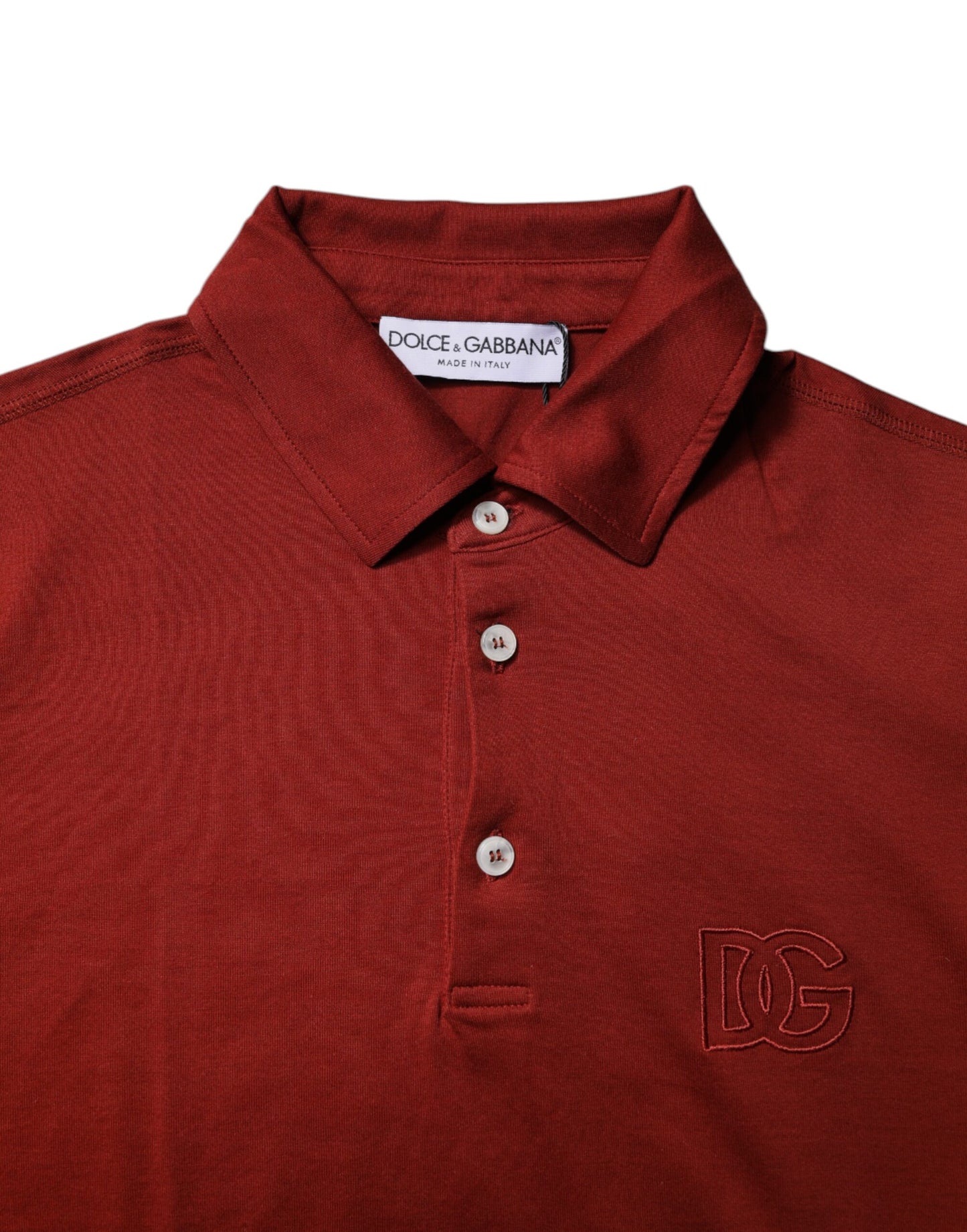 Polo Dolce & Gabbana en coton rouge avec logo DG et col pour homme