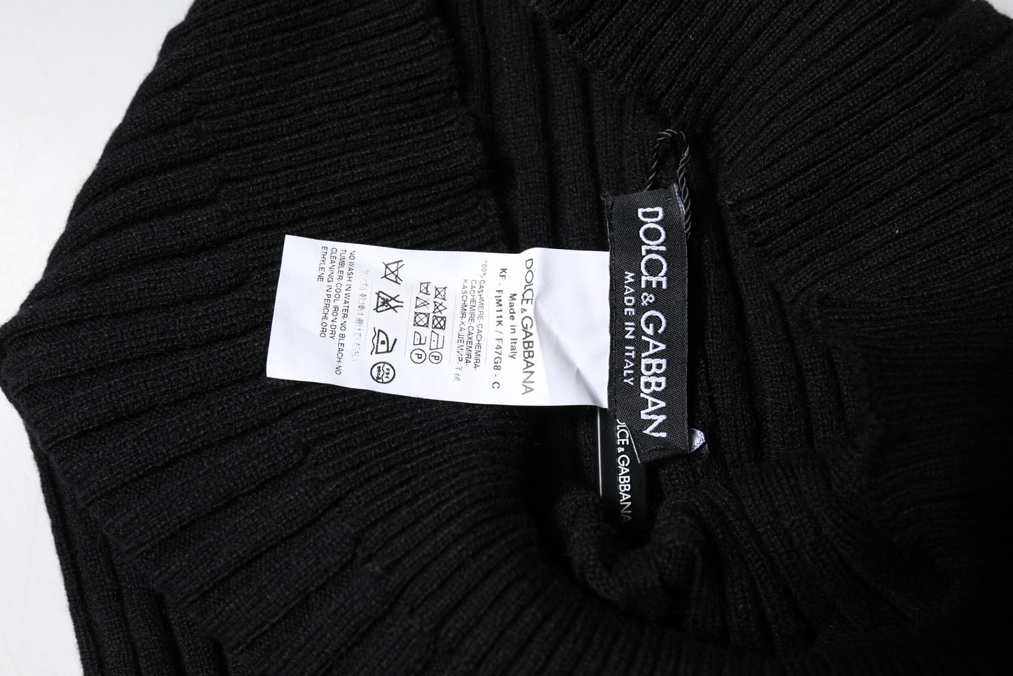 Foulard cache-cou en cachemire noir Dolce & Gabbana
