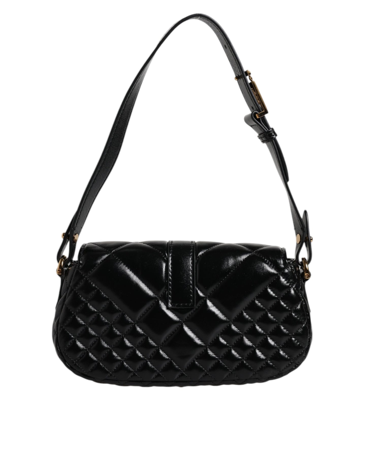 Versace – Gesteppte Schultertasche aus schwarzem Kalbsleder