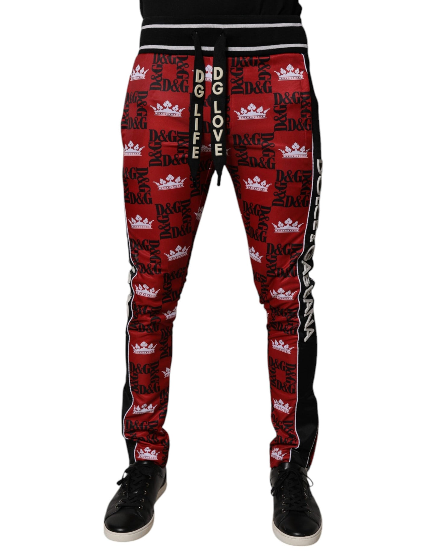 Pantalon de survêtement Dolce & Gabbana pour homme avec logo couronne rouge et monogramme