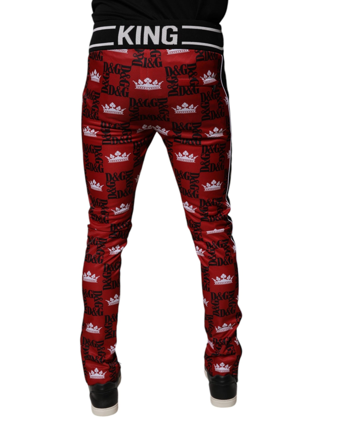 Pantalon de survêtement Dolce & Gabbana pour homme avec logo couronne rouge et monogramme
