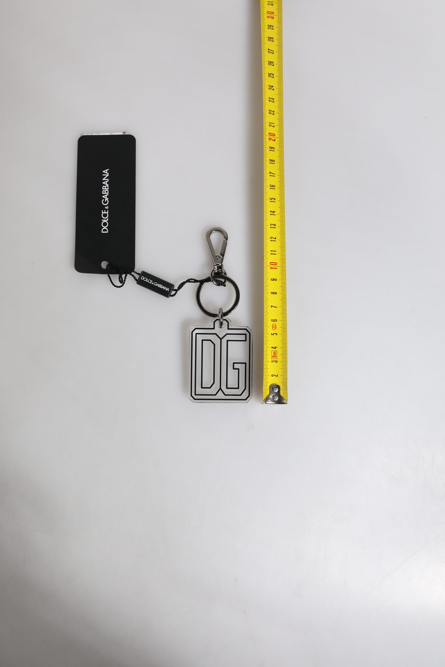 Porte-clés Dolce & Gabbana pour homme, gris, noir, logo DG en caoutchouc argenté