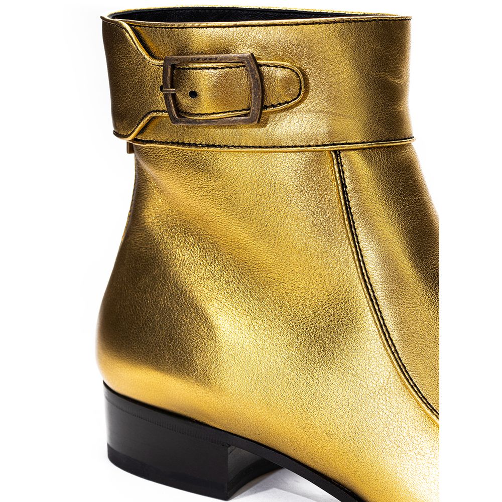 Saint Laurent – Goldener Lederstiefel