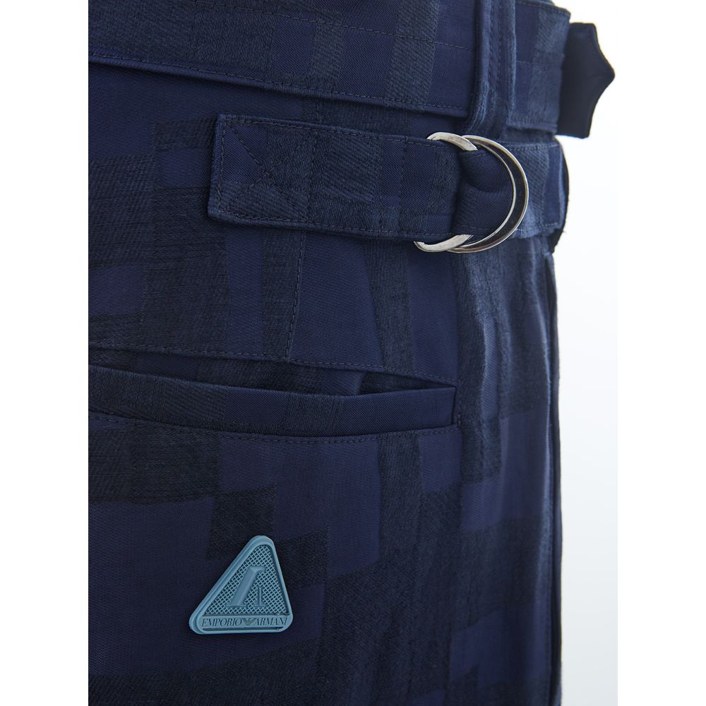 Pantalon en lin bleu Emporio Armani