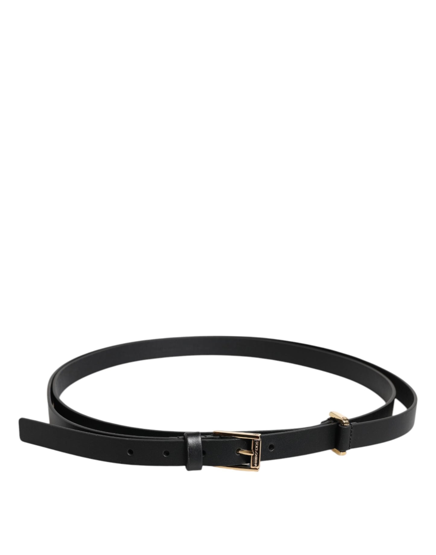Ceinture Dolce & Gabbana en cuir de veau noir avec boucle en métal doré