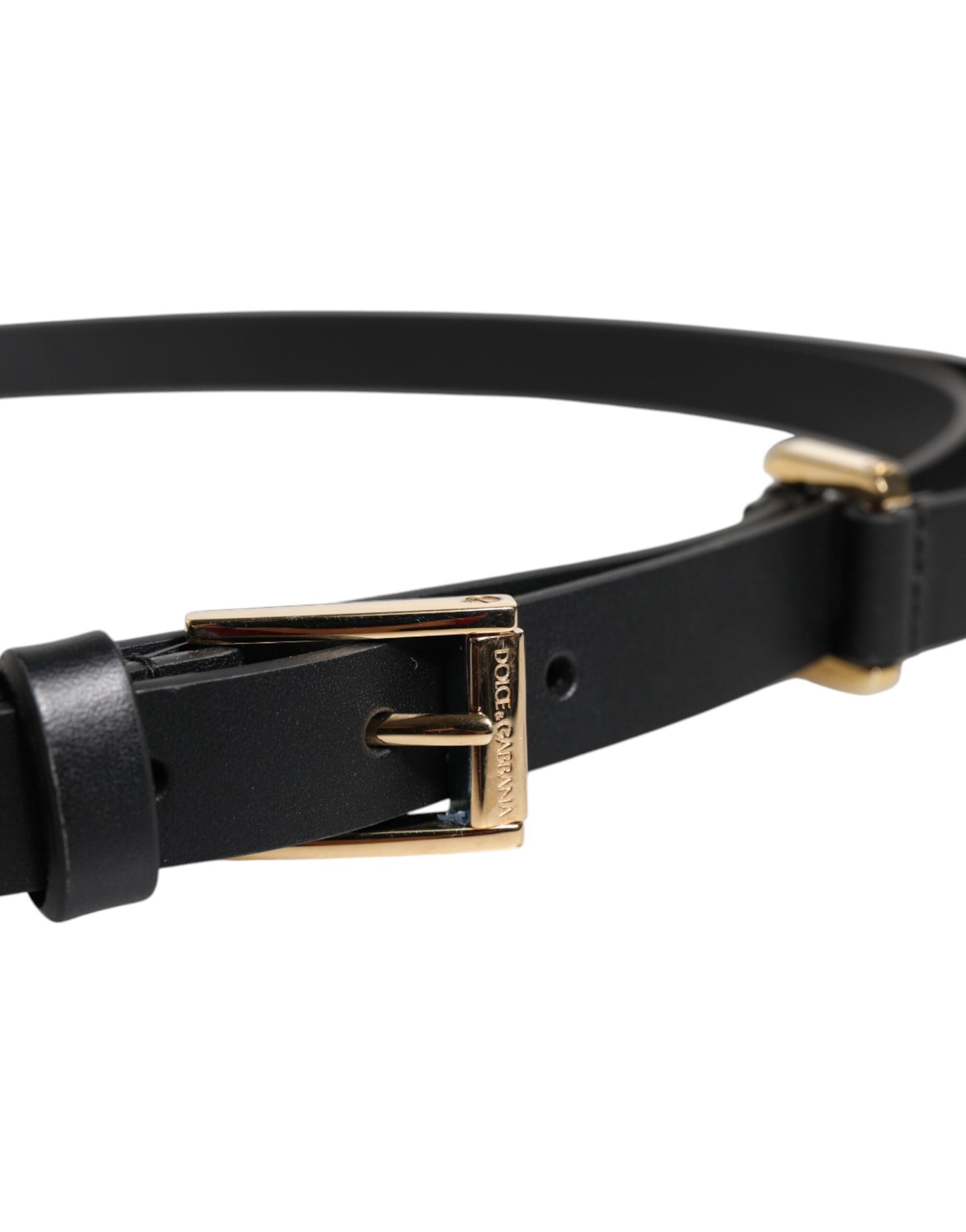 Ceinture Dolce & Gabbana en cuir de veau noir avec boucle en métal doré