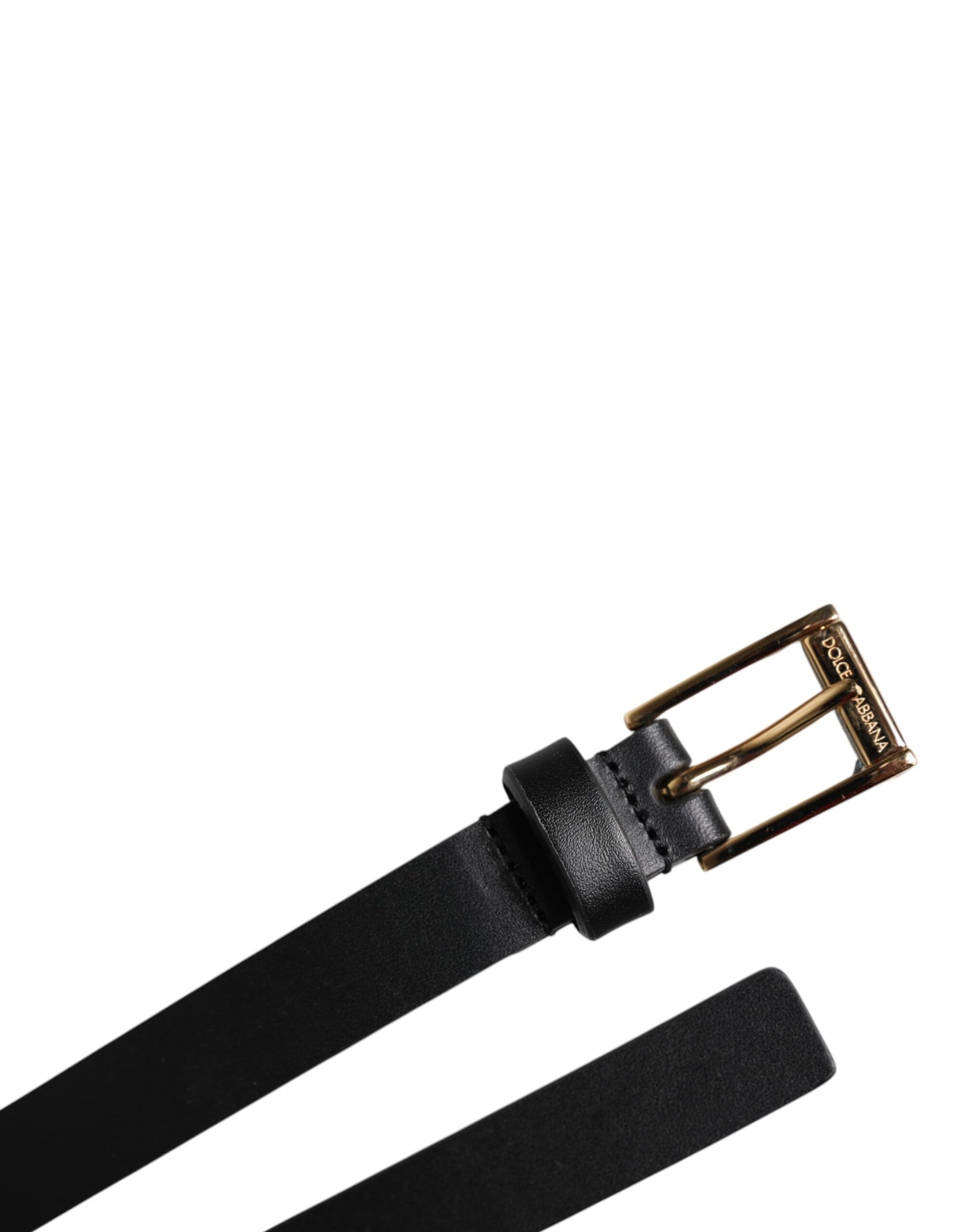 Ceinture Dolce & Gabbana en cuir de veau noir avec boucle en métal doré