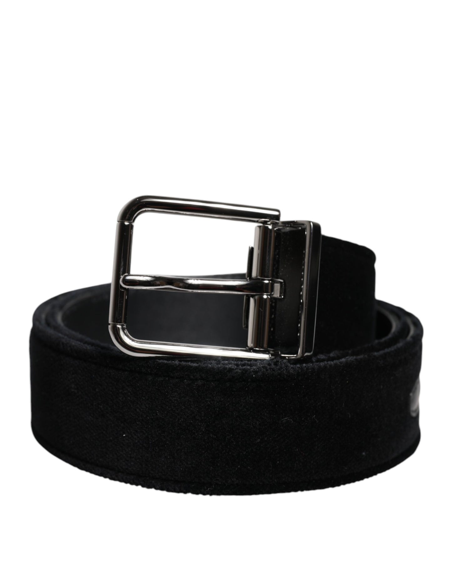 Ceinture Dolce & Gabbana en coton noir avec boucle en métal argenté