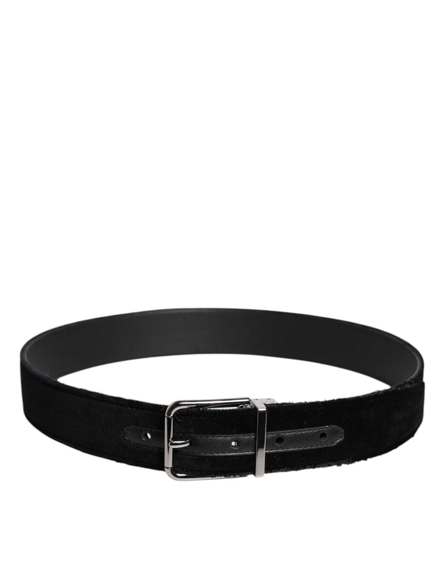 Ceinture Dolce & Gabbana en coton noir avec boucle en métal argenté