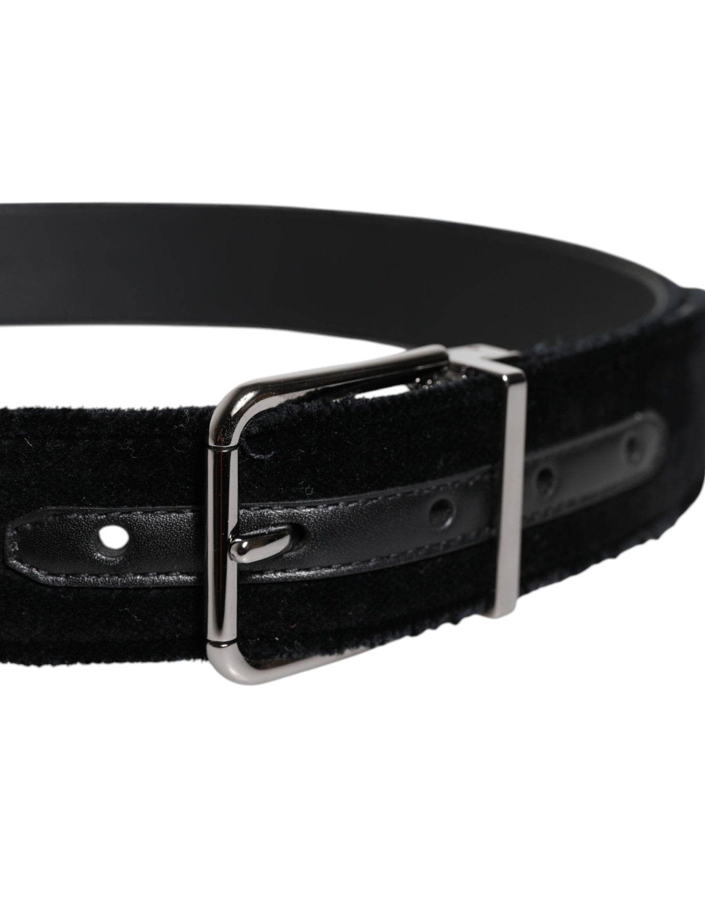 Ceinture Dolce & Gabbana en coton noir avec boucle en métal argenté
