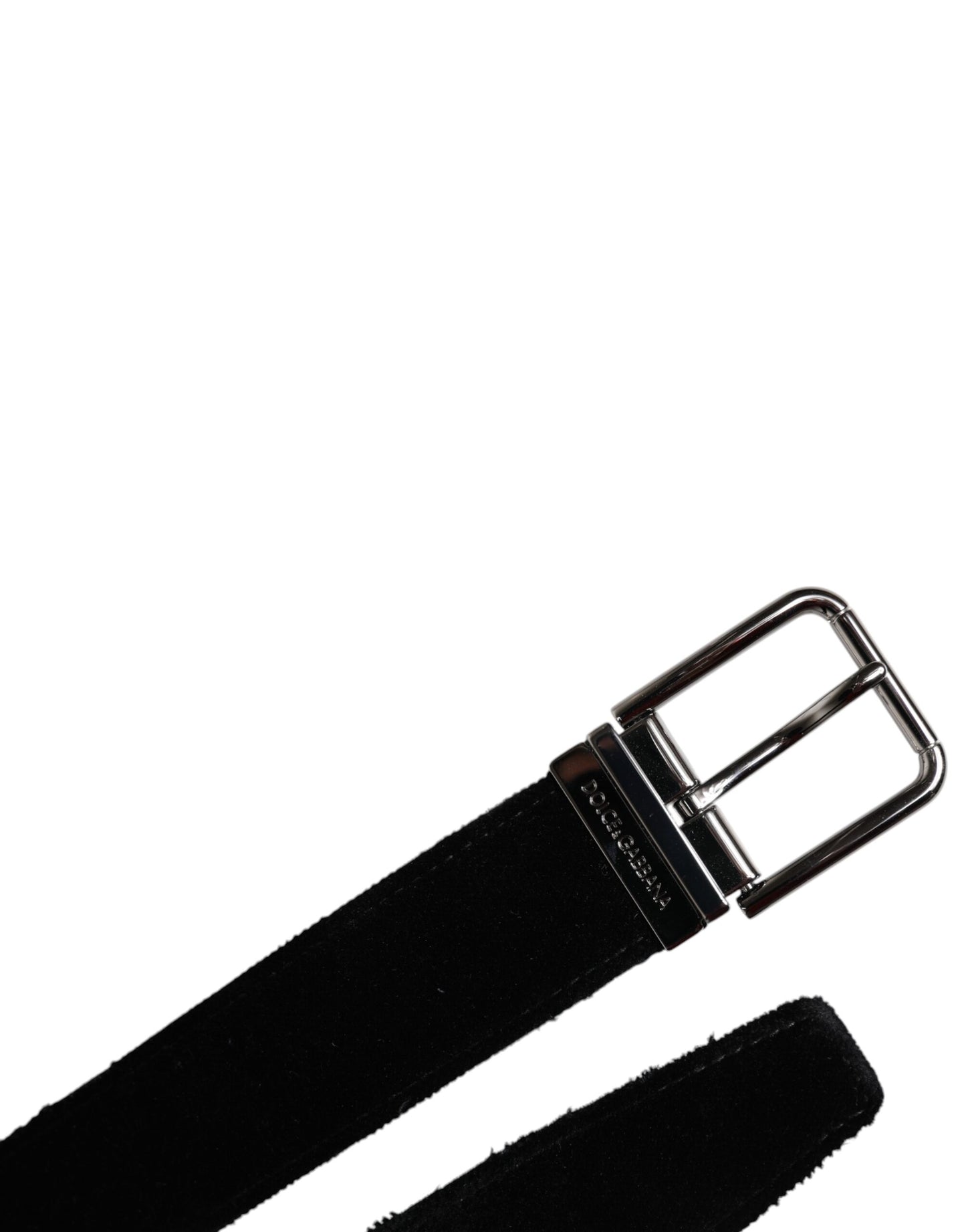Ceinture Dolce & Gabbana en coton noir avec boucle en métal argenté