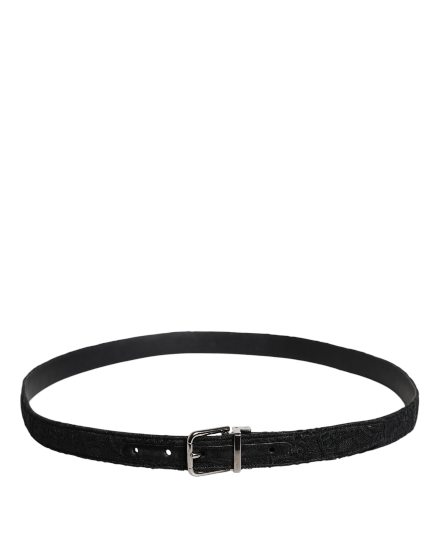 Ceinture Dolce & Gabbana en coton mélangé noir avec boucle en métal argenté