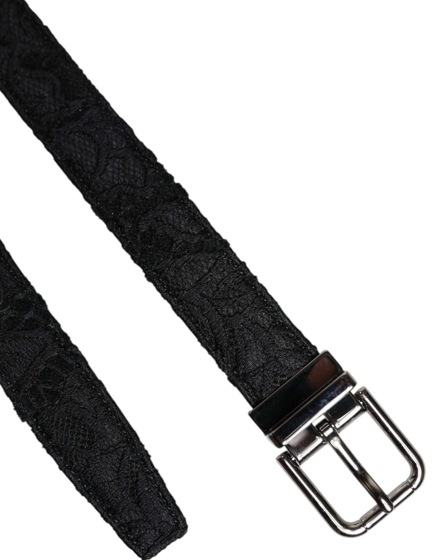 Ceinture Dolce & Gabbana en coton mélangé noir avec boucle en métal argenté