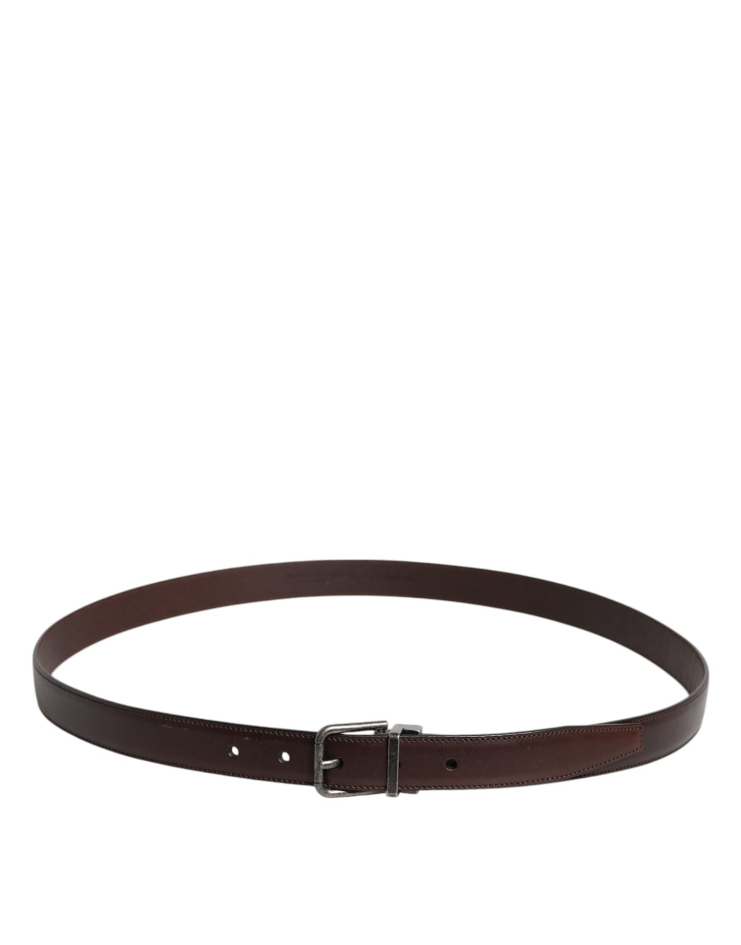 Ceinture Dolce & Gabbana en cuir marron avec boucle en métal argenté