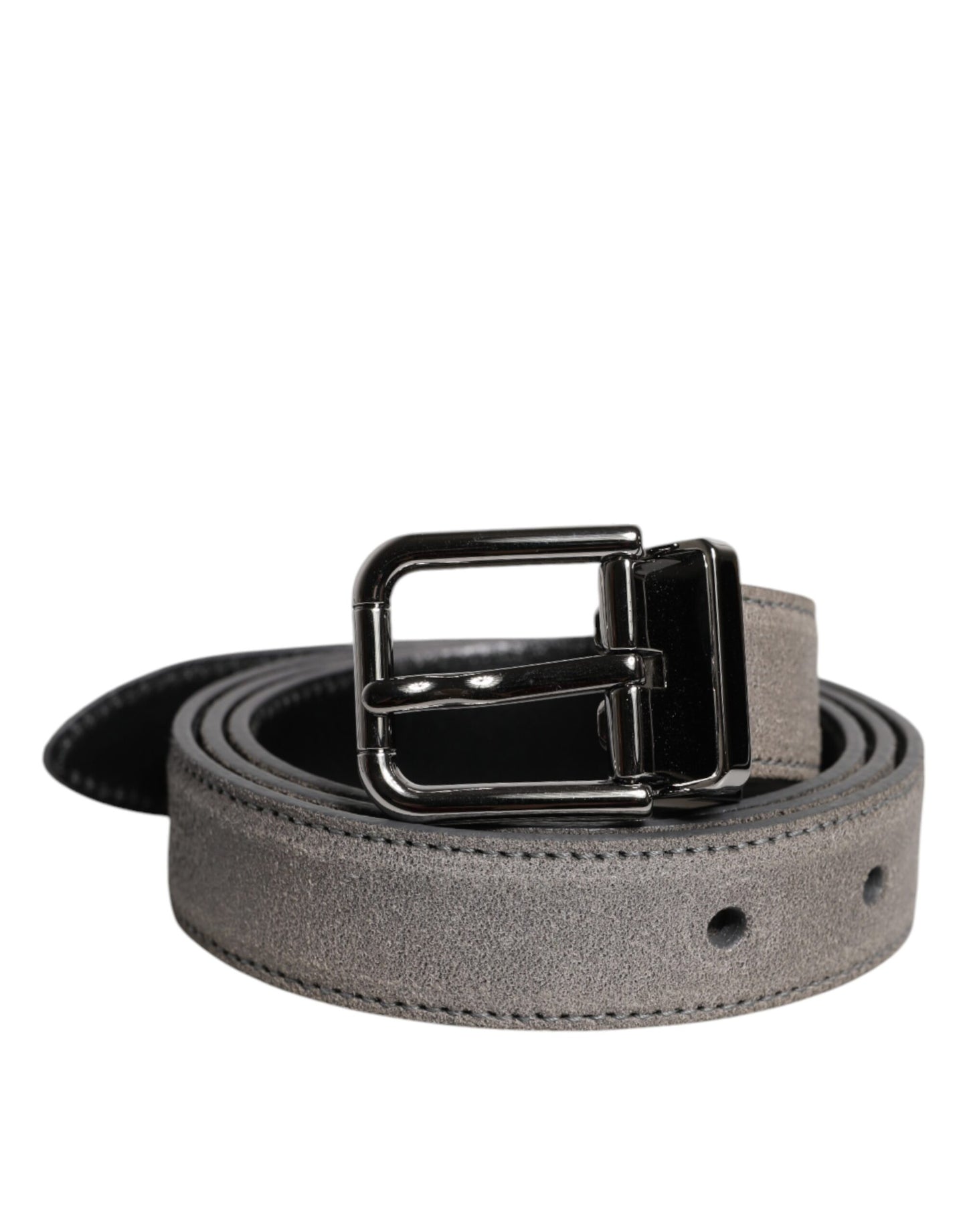 Ceinture Dolce & Gabbana en cuir gris avec boucle en métal argenté