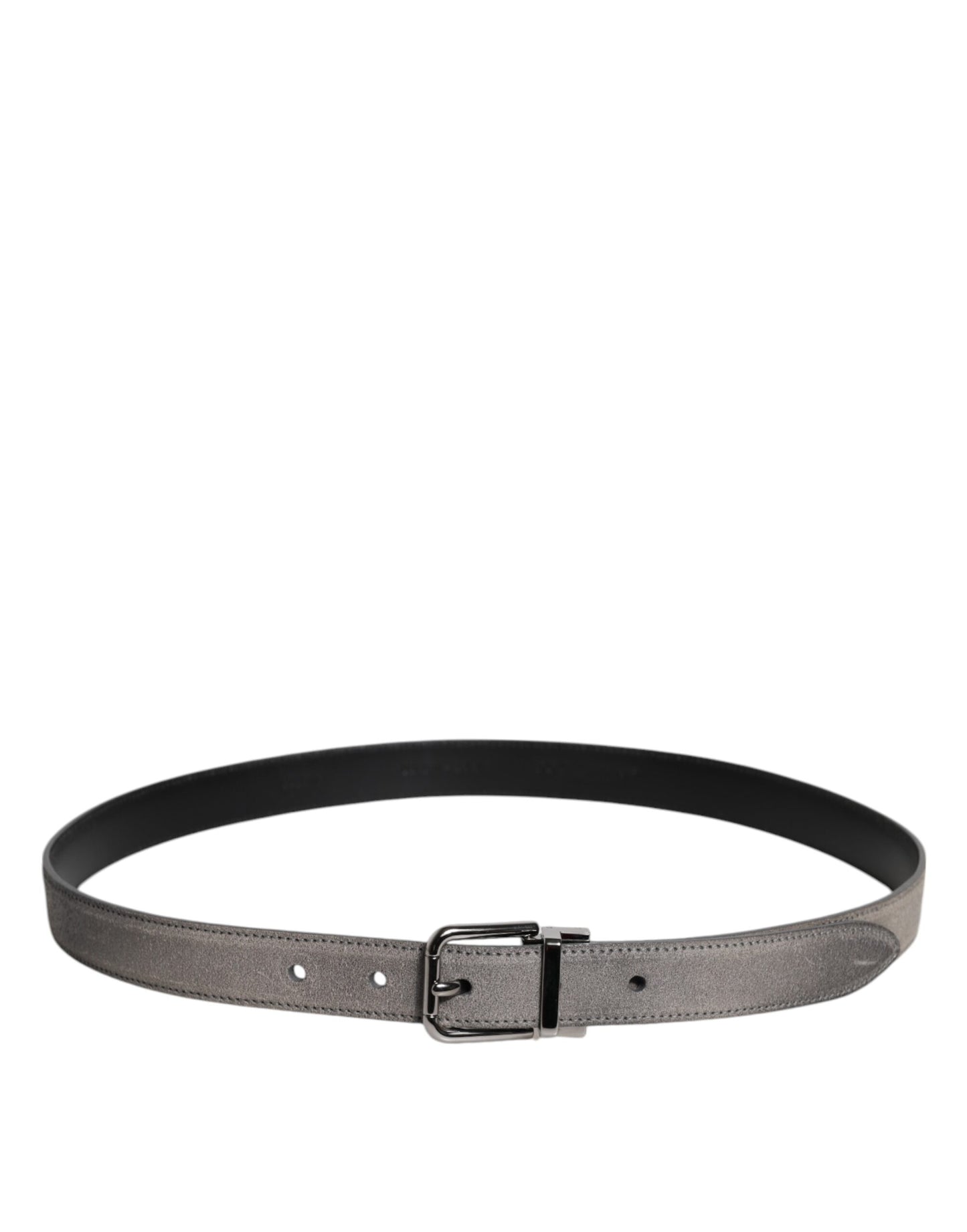 Ceinture Dolce & Gabbana en cuir gris avec boucle en métal argenté