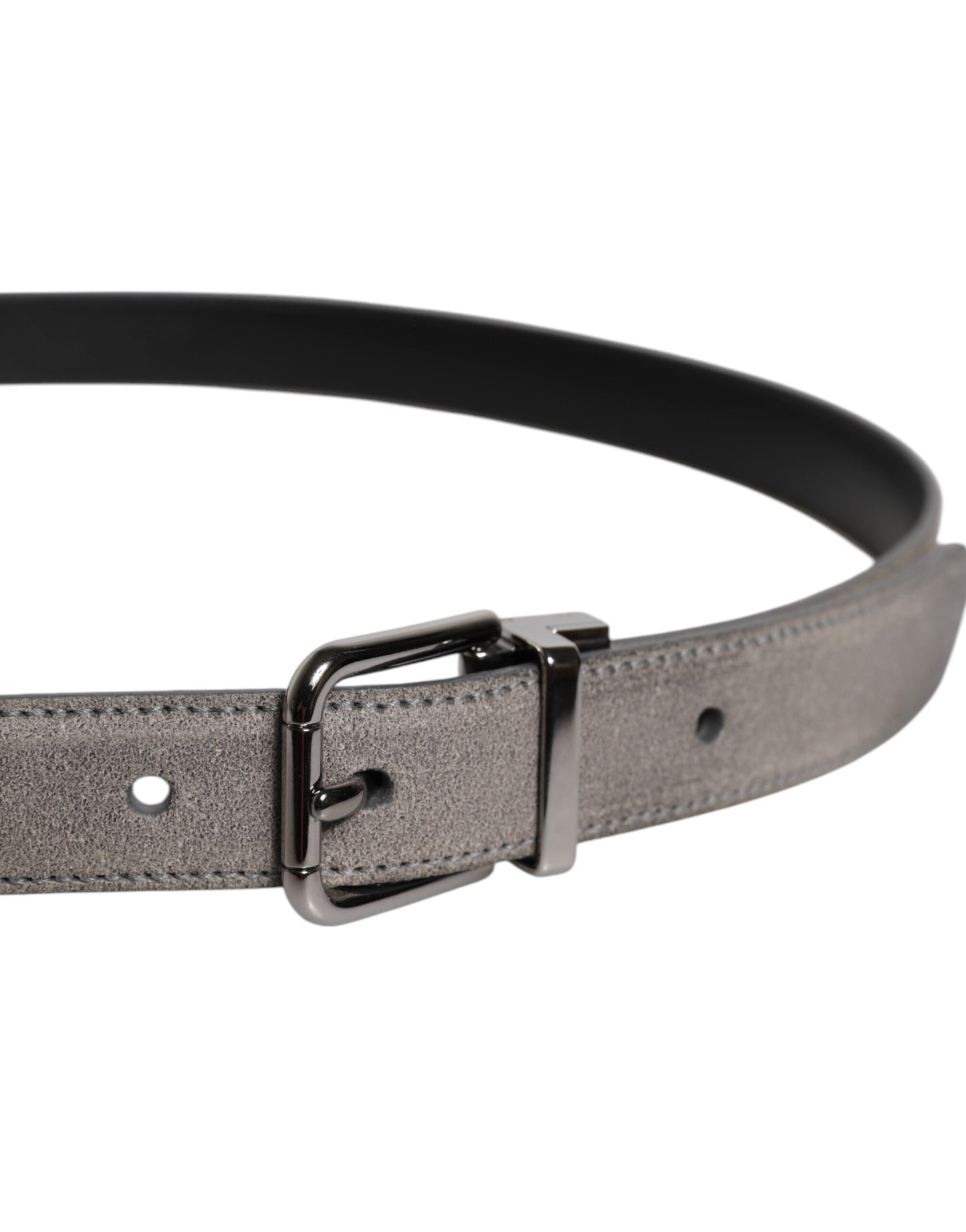 Ceinture Dolce & Gabbana en cuir gris avec boucle en métal argenté