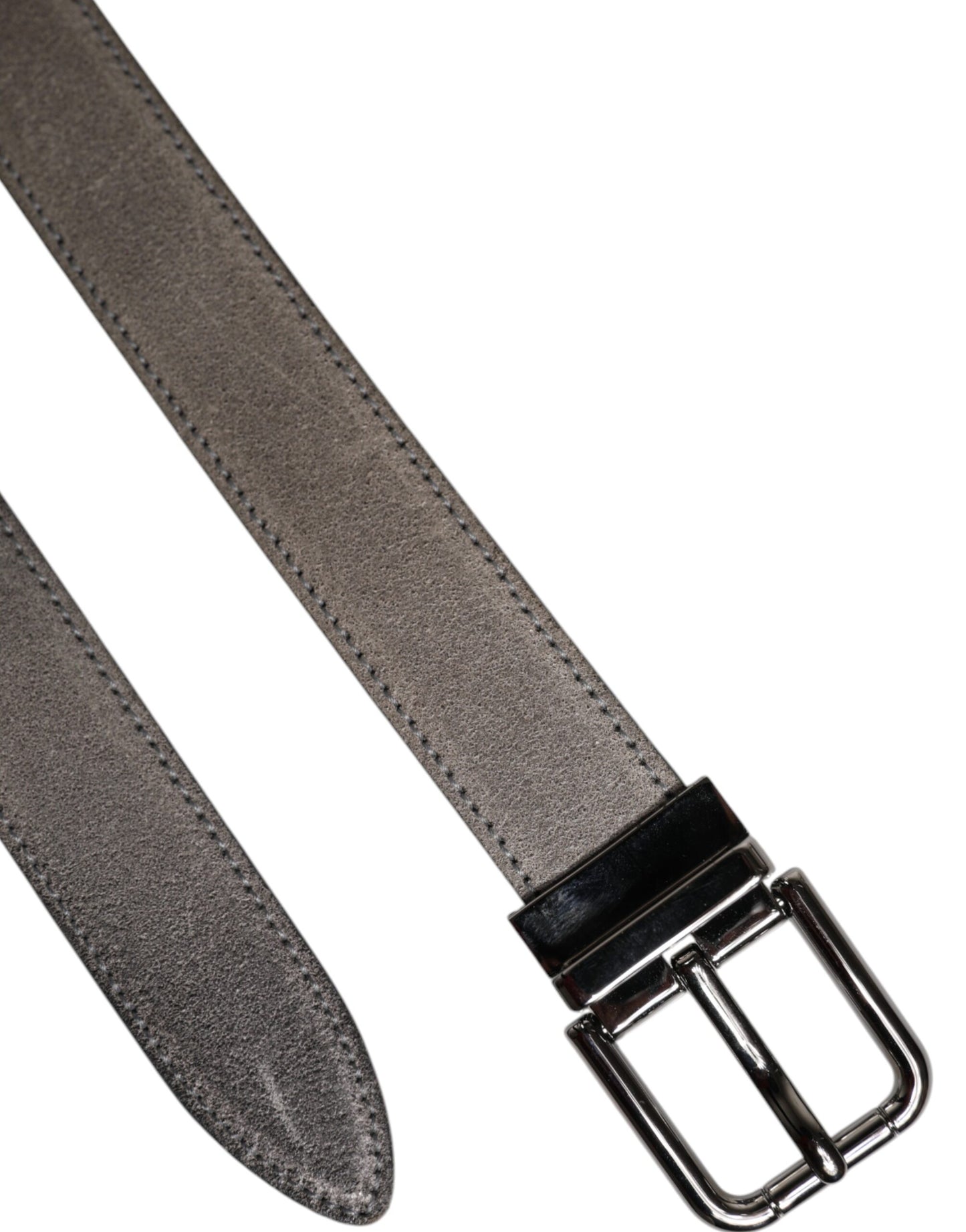 Ceinture Dolce & Gabbana en cuir gris avec boucle en métal argenté