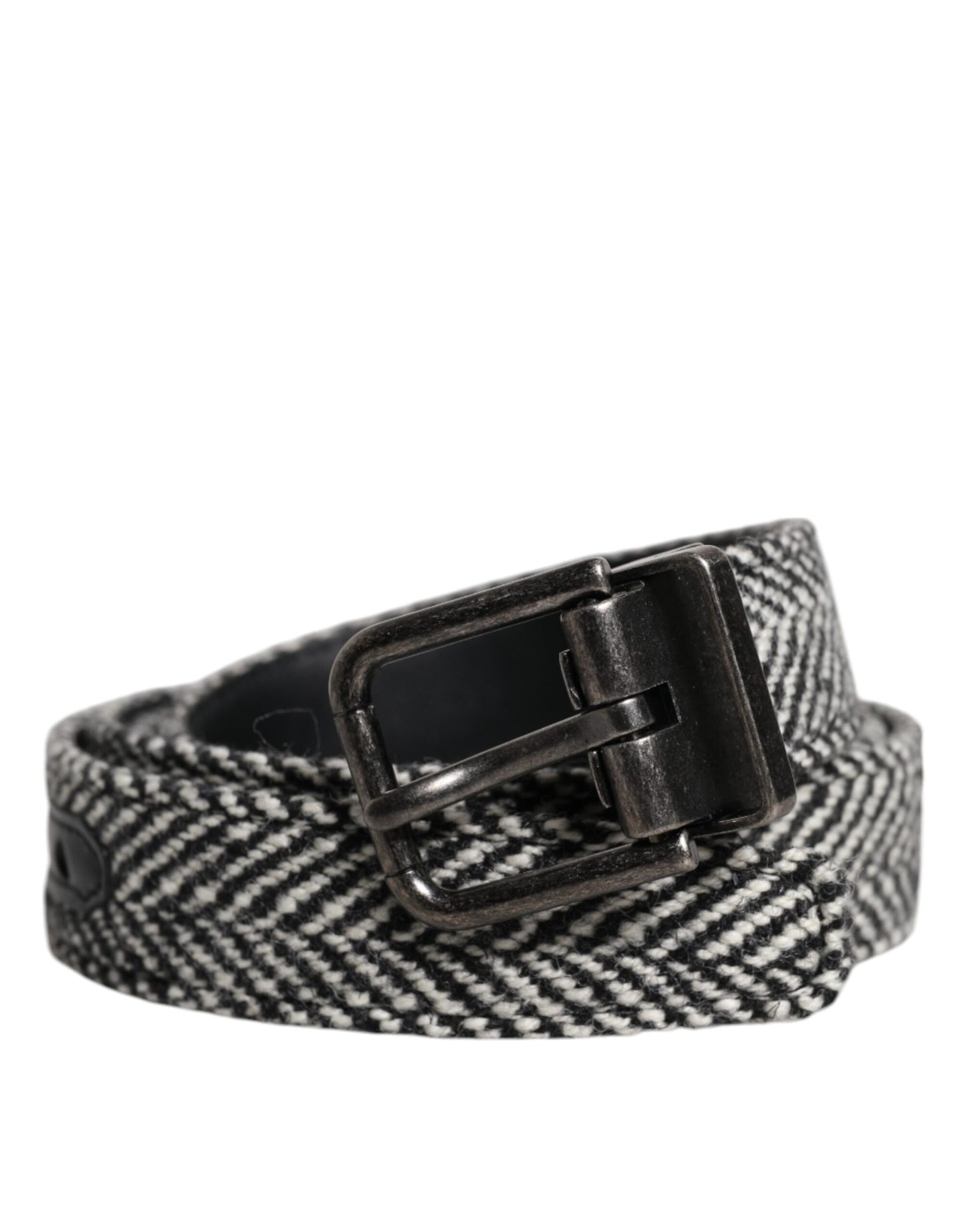 Ceinture Dolce & Gabbana à boucle en métal noir et blanc argenté