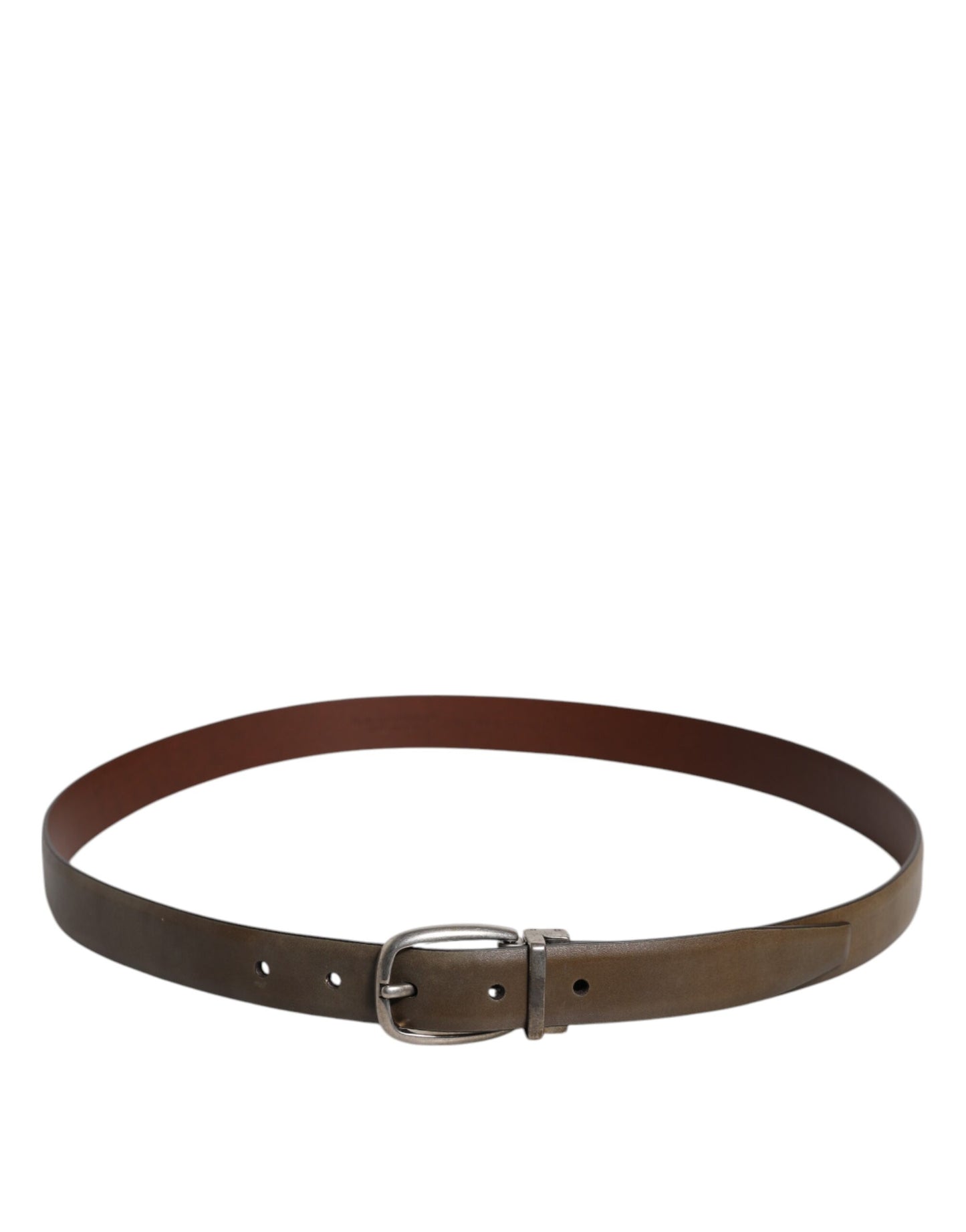 Ceinture classique en cuir marron Dolce & Gabbana avec boucle en métal et logo