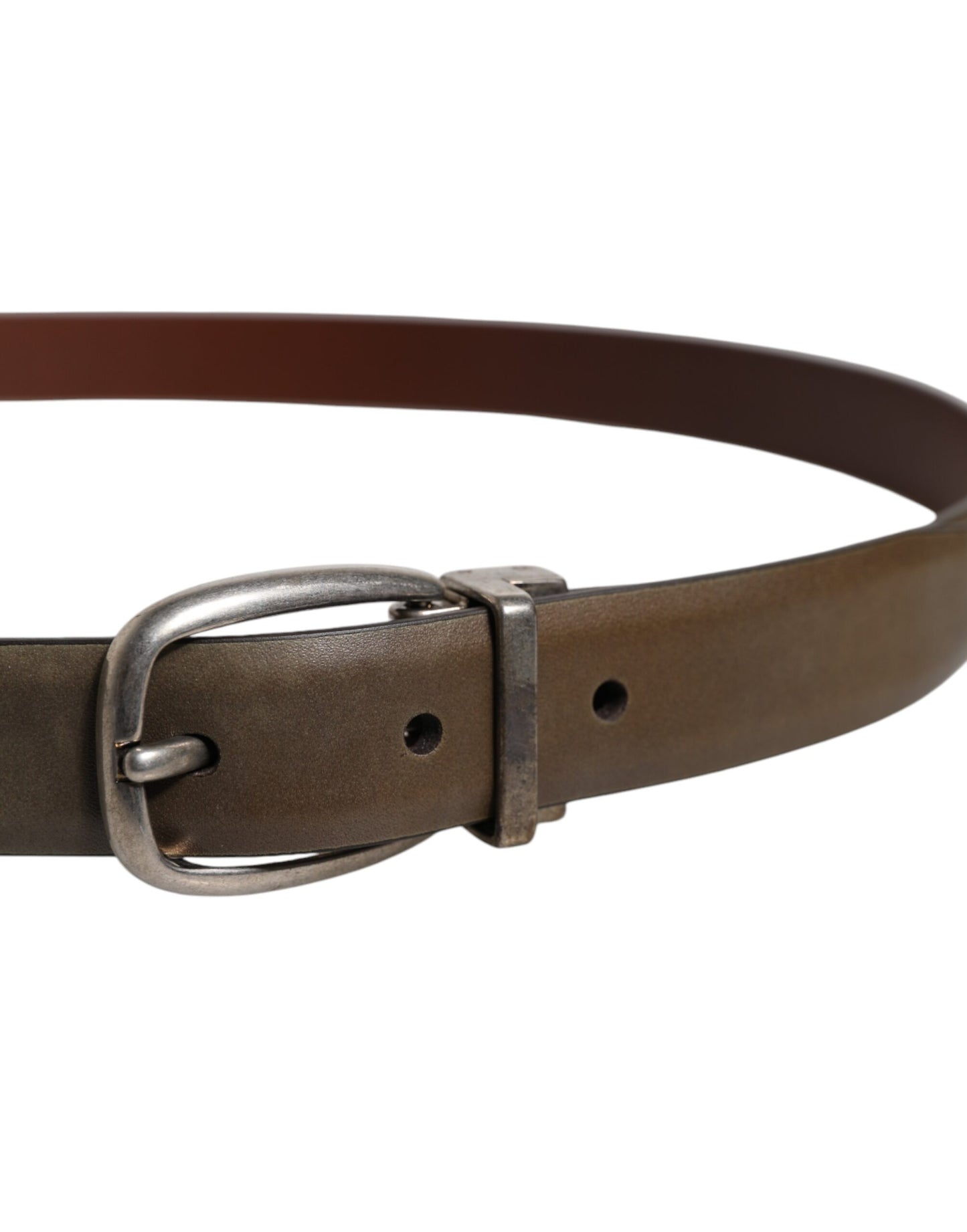 Ceinture classique en cuir marron Dolce & Gabbana avec boucle en métal et logo