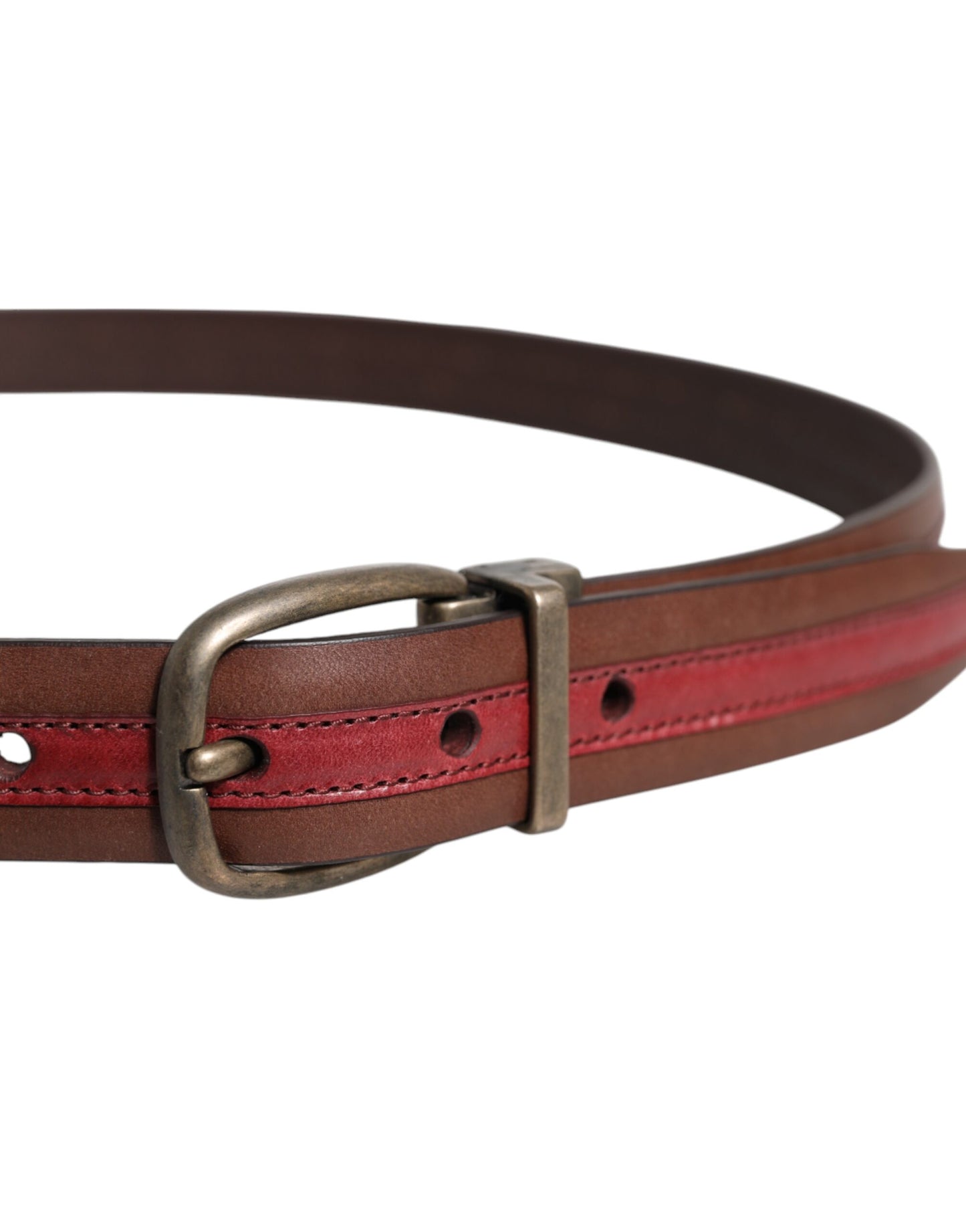 Ceinture Dolce & Gabbana en cuir bordeaux avec boucle en métal et logo