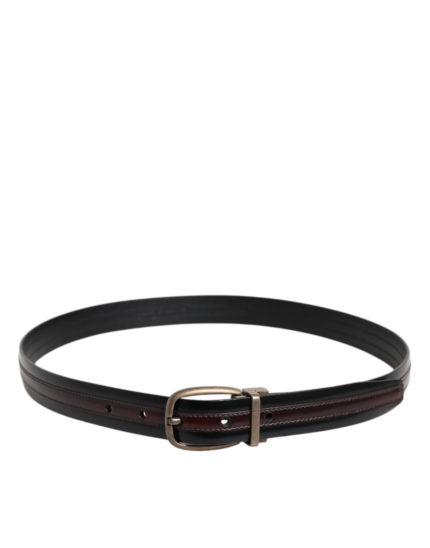 Ceinture Dolce & Gabbana en cuir de veau noir bordeaux avec boucle en métal et logo