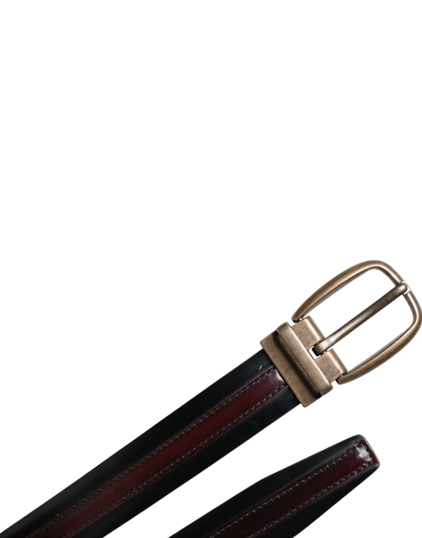 Ceinture Dolce & Gabbana en cuir de veau noir bordeaux avec boucle en métal et logo