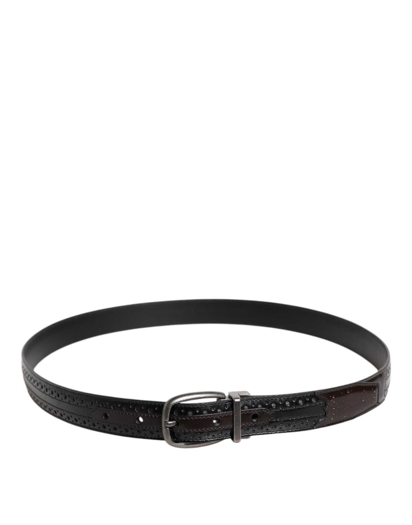 Ceinture classique en cuir noir et marron Dolce & Gabbana avec boucle en métal