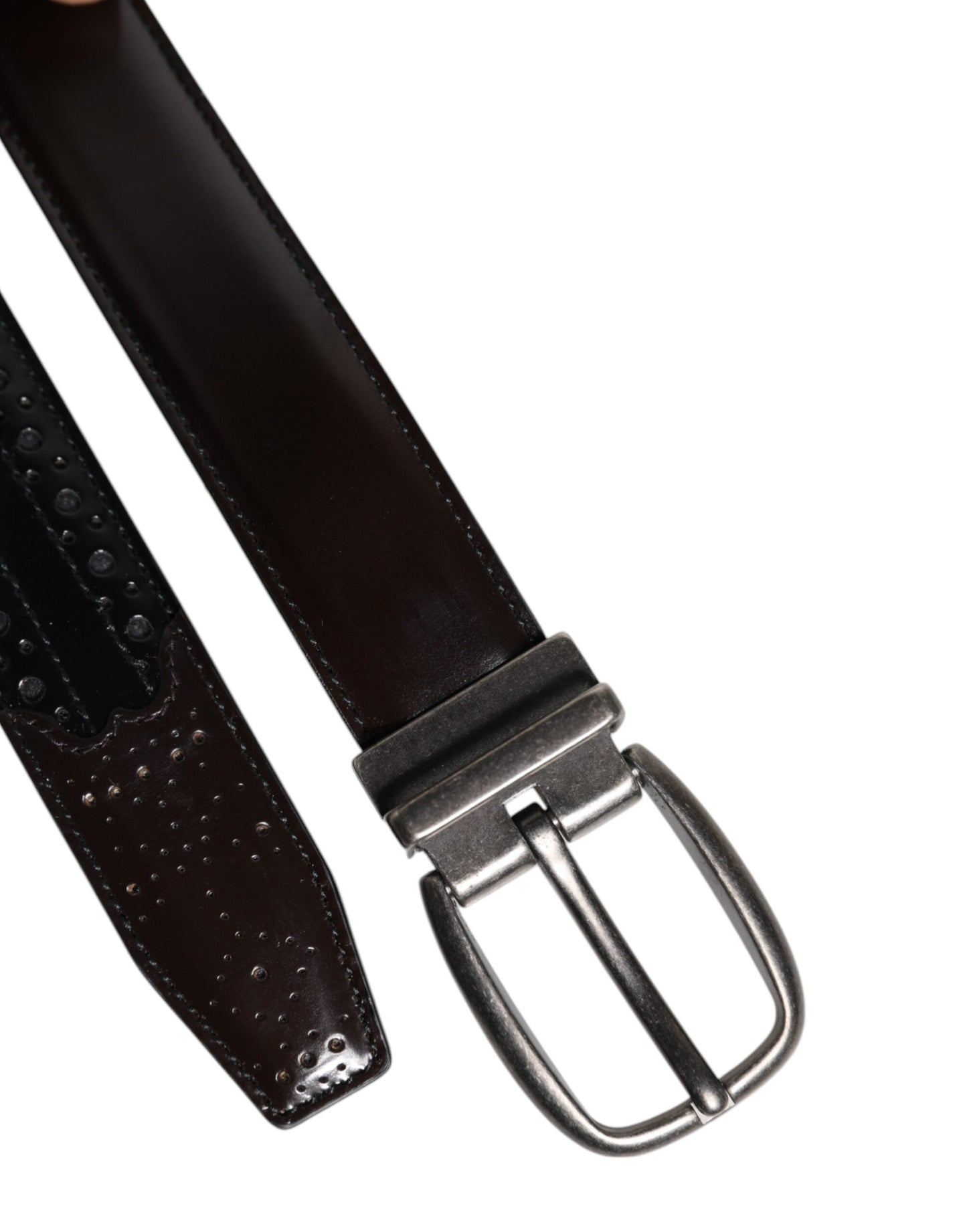 Ceinture classique en cuir noir et marron Dolce & Gabbana avec boucle en métal