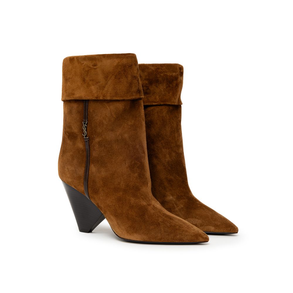 Saint Laurent – Braune Wildlederstiefel