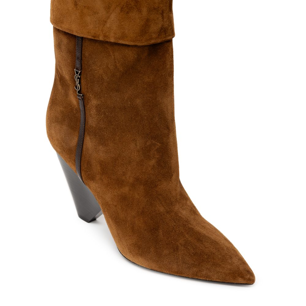 Saint Laurent – Braune Wildlederstiefel