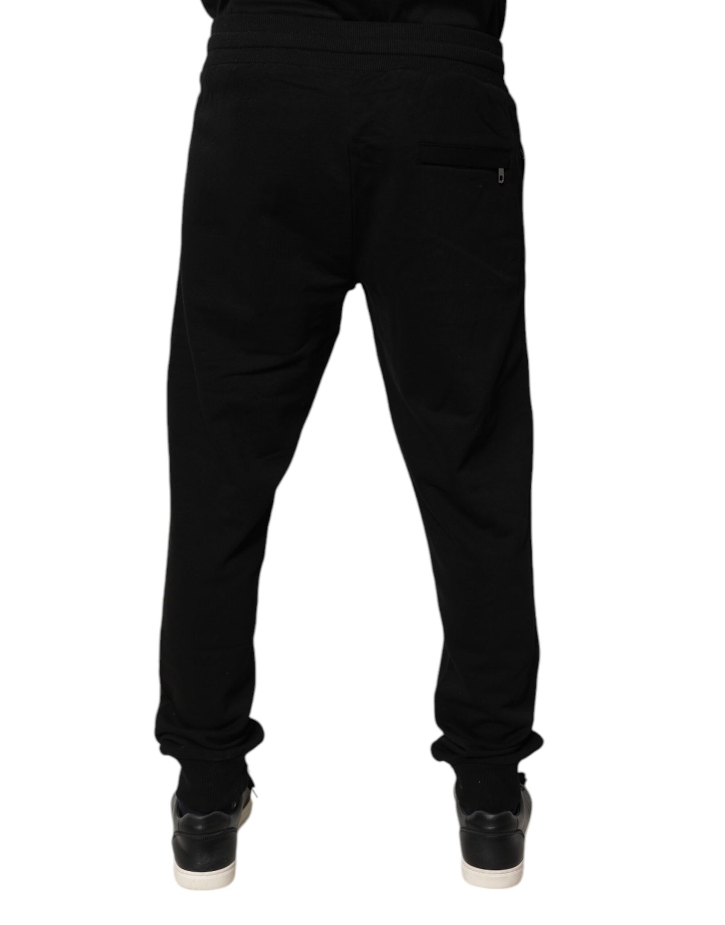 Pantalon de jogging taille moyenne en coton noir Dolce & Gabbana