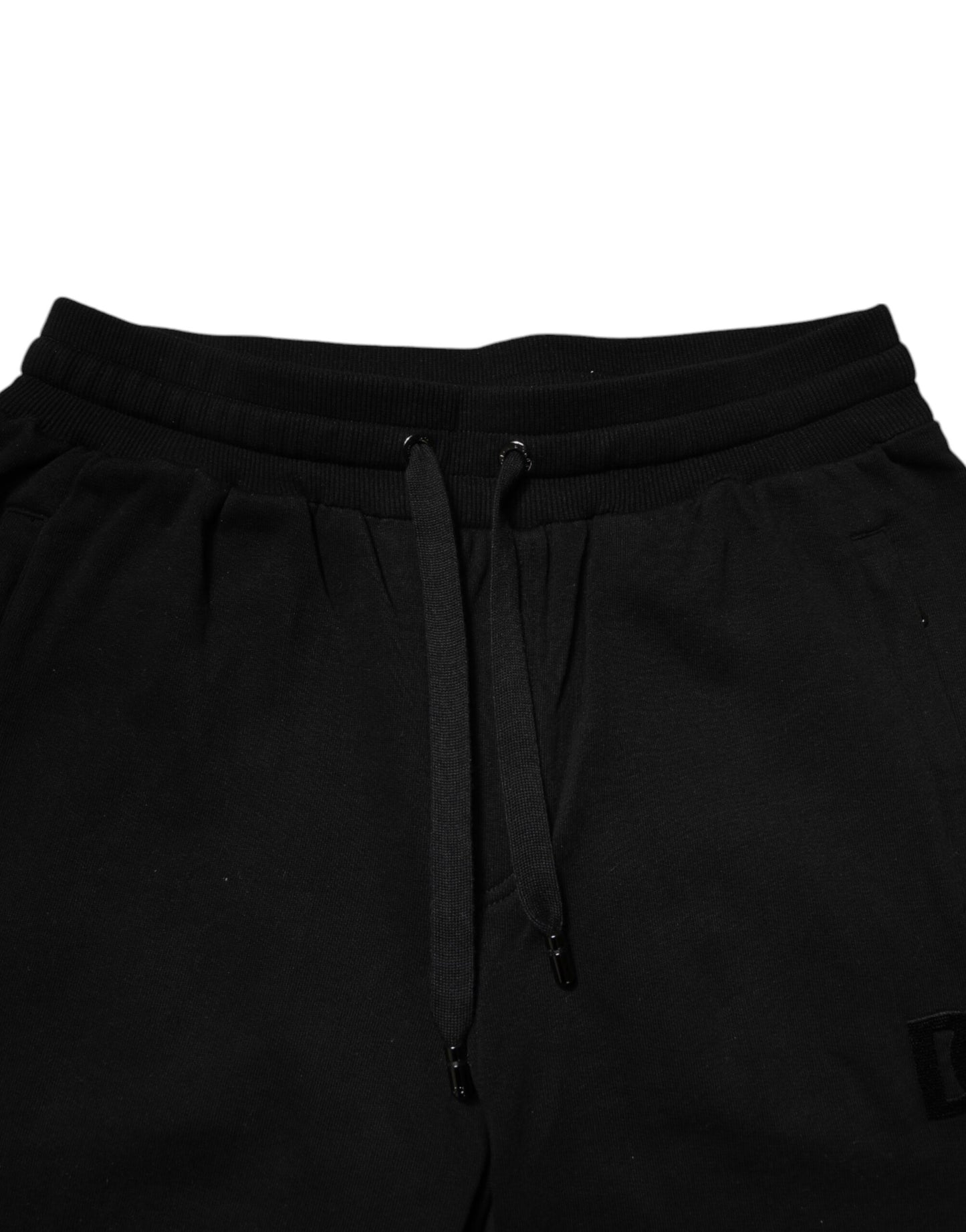 Pantalon de jogging taille moyenne en coton noir Dolce & Gabbana