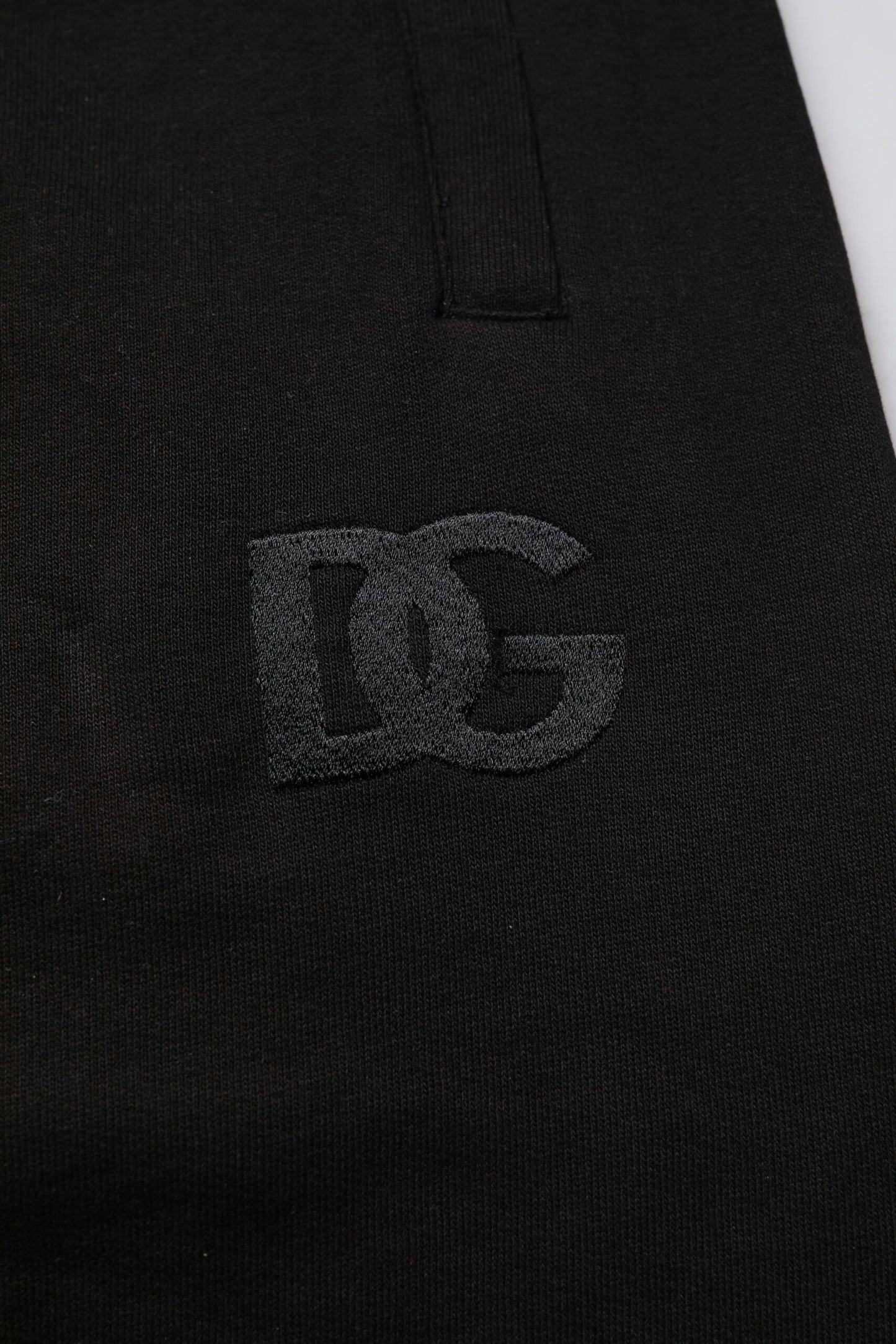 Pantalon de jogging taille moyenne en coton noir Dolce & Gabbana