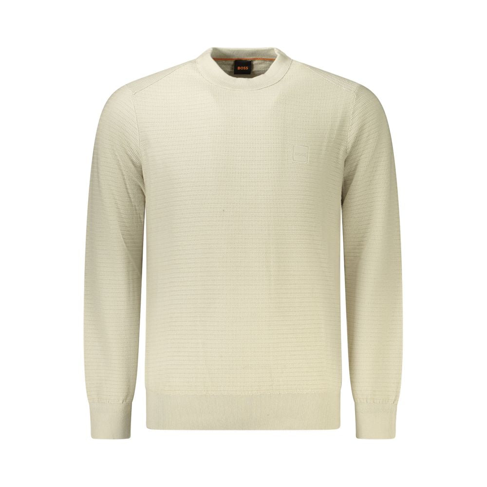 Pull homme en coton beige Hugo Boss