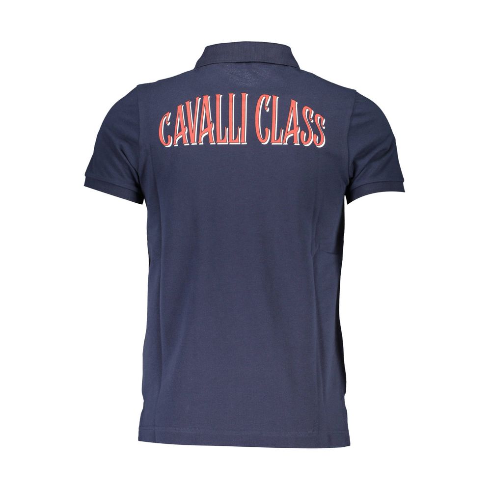 Cavalli Class Herren Poloshirt aus blauer Baumwolle