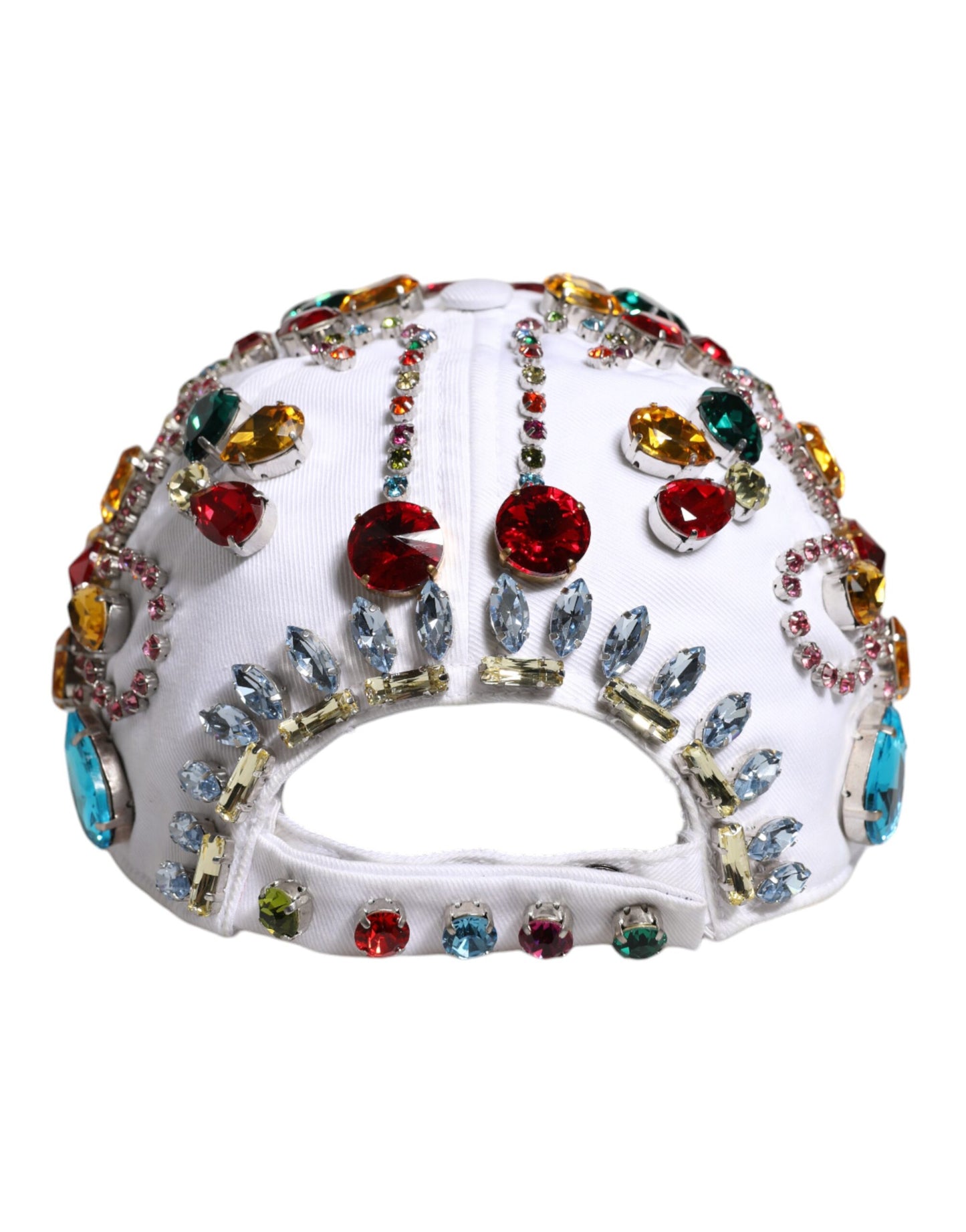 Casquette de baseball Dolce & Gabbana blanche ornée de cristaux multicolores